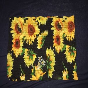 Sunflower Ruffle Crop Tube Top
